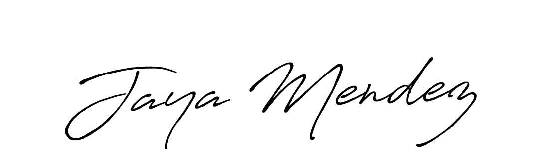How to make Jaya Mendez name signature. Use Antro_Vectra_Bolder style for creating short signs online. This is the latest handwritten sign. Jaya Mendez signature style 7 images and pictures png