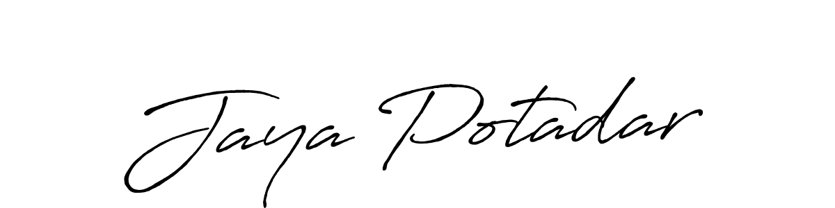 How to make Jaya Potadar name signature. Use Antro_Vectra_Bolder style for creating short signs online. This is the latest handwritten sign. Jaya Potadar signature style 7 images and pictures png