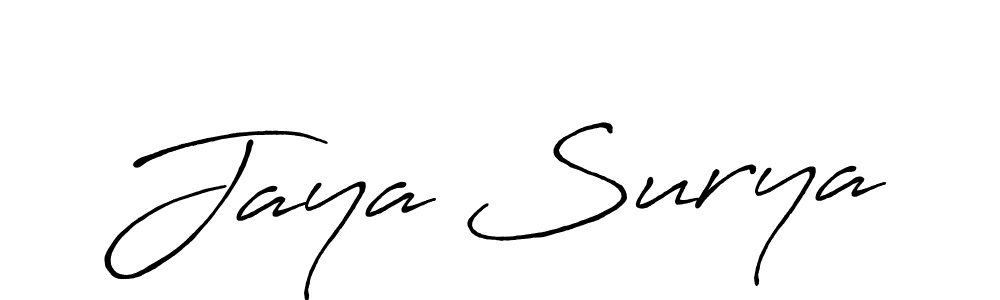 How to make Jaya Surya name signature. Use Antro_Vectra_Bolder style for creating short signs online. This is the latest handwritten sign. Jaya Surya signature style 7 images and pictures png