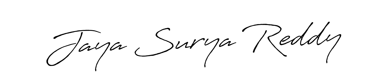 How to make Jaya Surya Reddy signature? Antro_Vectra_Bolder is a professional autograph style. Create handwritten signature for Jaya Surya Reddy name. Jaya Surya Reddy signature style 7 images and pictures png