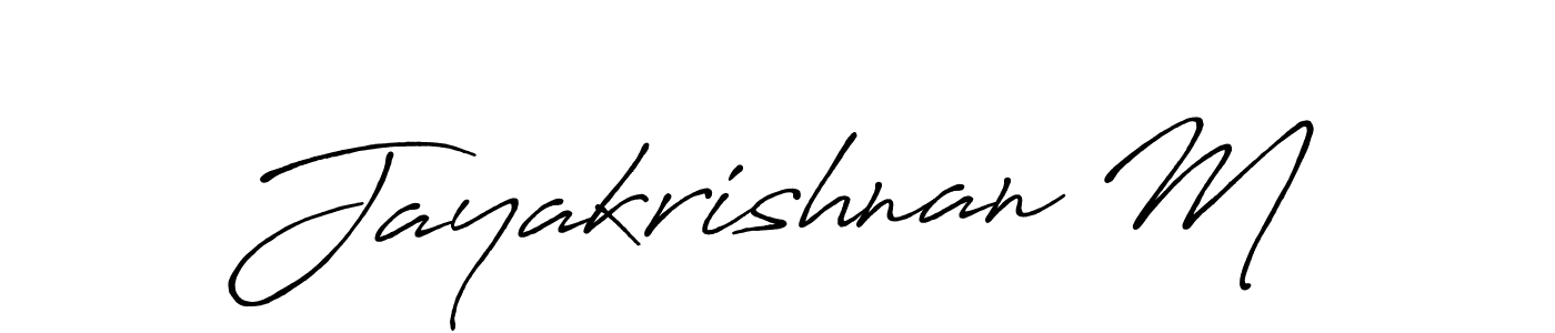 Make a beautiful signature design for name Jayakrishnan M. With this signature (Antro_Vectra_Bolder) style, you can create a handwritten signature for free. Jayakrishnan M signature style 7 images and pictures png