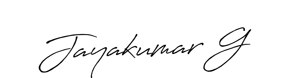 Make a beautiful signature design for name Jayakumar G. With this signature (Antro_Vectra_Bolder) style, you can create a handwritten signature for free. Jayakumar G signature style 7 images and pictures png