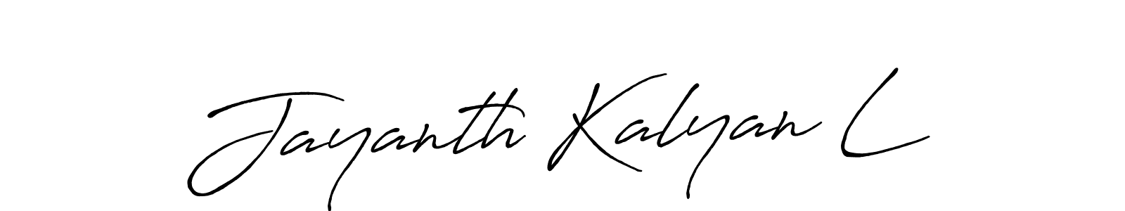 The best way (Antro_Vectra_Bolder) to make a short signature is to pick only two or three words in your name. The name Jayanth Kalyan L include a total of six letters. For converting this name. Jayanth Kalyan L signature style 7 images and pictures png