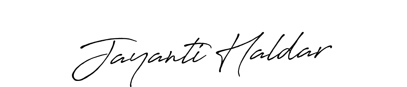 Create a beautiful signature design for name Jayanti Haldar. With this signature (Antro_Vectra_Bolder) fonts, you can make a handwritten signature for free. Jayanti Haldar signature style 7 images and pictures png