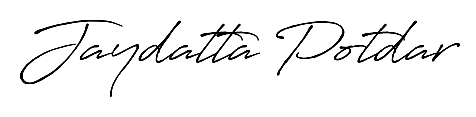 Explore multiple handwriting variations for Jaydatta Potdar including this stunning Antro_Vectra_Bolder design. Free to use across all platforms. Jaydatta Potdar signature style 7 images and pictures png