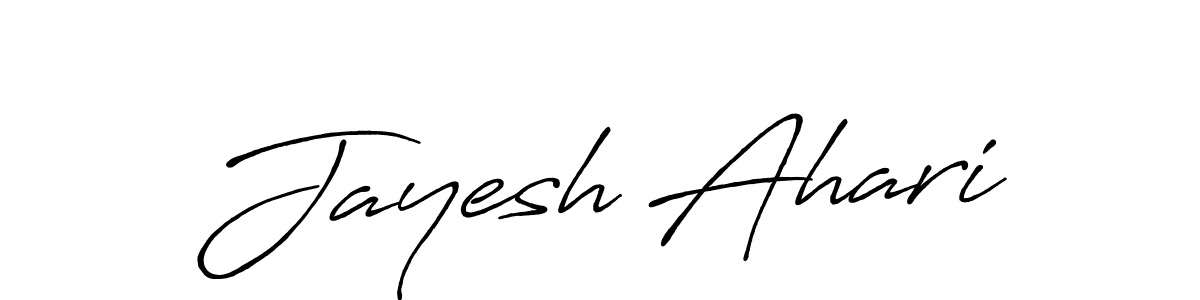 How to make Jayesh Ahari name signature. Use Antro_Vectra_Bolder style for creating short signs online. This is the latest handwritten sign. Jayesh Ahari signature style 7 images and pictures png