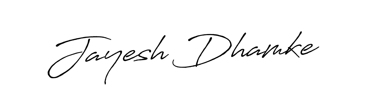 How to make Jayesh Dhamke name signature. Use Antro_Vectra_Bolder style for creating short signs online. This is the latest handwritten sign. Jayesh Dhamke signature style 7 images and pictures png