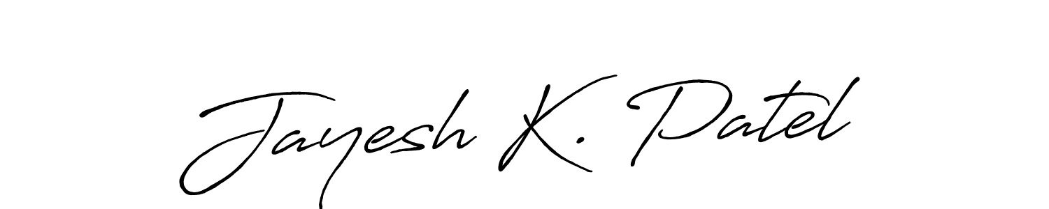 How to make Jayesh K. Patel name signature. Use Antro_Vectra_Bolder style for creating short signs online. This is the latest handwritten sign. Jayesh K. Patel signature style 7 images and pictures png