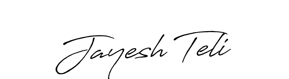 Design your own signature with our free online signature maker. With this signature software, you can create a handwritten (Antro_Vectra_Bolder) signature for name Jayesh Teli. Jayesh Teli signature style 7 images and pictures png