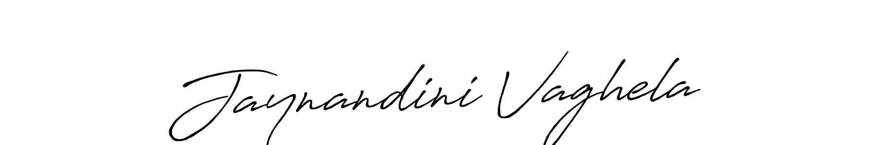 How to make Jaynandini Vaghela name signature. Use Antro_Vectra_Bolder style for creating short signs online. This is the latest handwritten sign. Jaynandini Vaghela signature style 7 images and pictures png