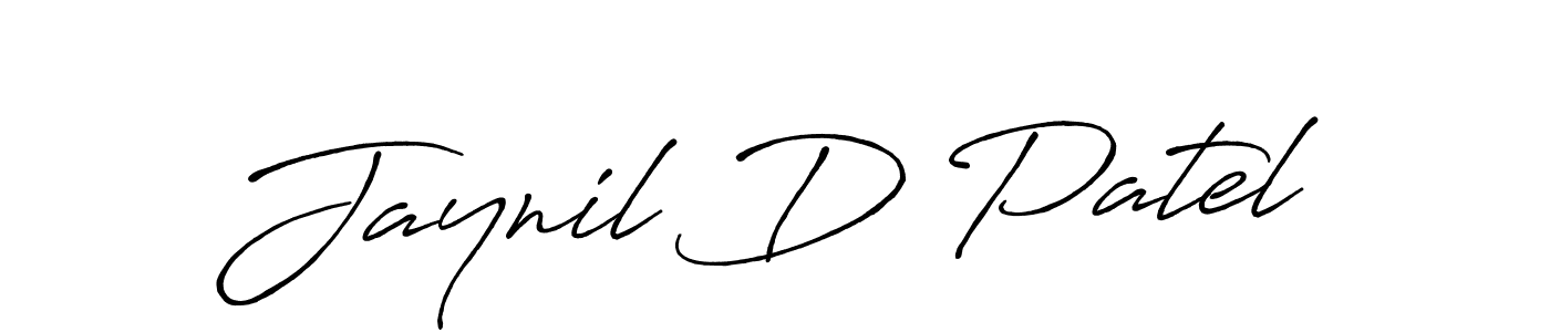 Make a beautiful signature design for name Jaynil D Patel. With this signature (Antro_Vectra_Bolder) style, you can create a handwritten signature for free. Jaynil D Patel signature style 7 images and pictures png