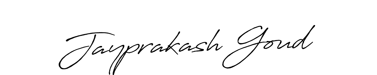 How to make Jayprakash Goud name signature. Use Antro_Vectra_Bolder style for creating short signs online. This is the latest handwritten sign. Jayprakash Goud signature style 7 images and pictures png