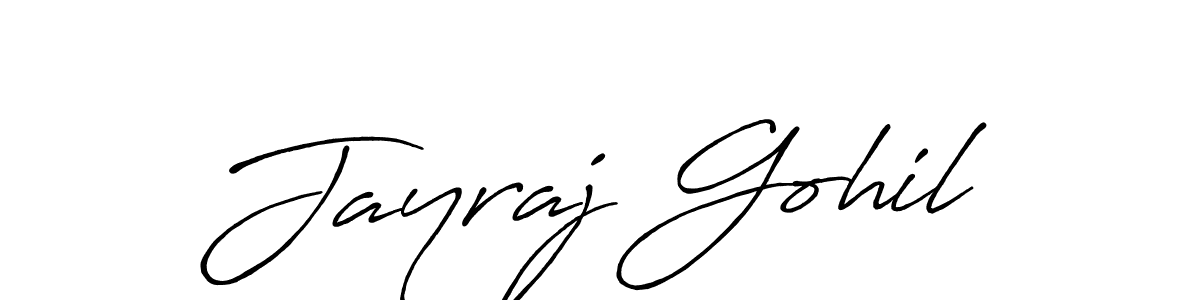 Make a beautiful signature design for name Jayraj Gohil. With this signature (Antro_Vectra_Bolder) style, you can create a handwritten signature for free. Jayraj Gohil signature style 7 images and pictures png