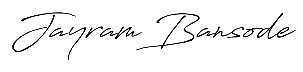 Designed for modern professionals: Jayram Bansode name signature crafted with Antro_Vectra_Bolder script. Ready for digital PDF workflows. Jayram Bansode signature style 7 images and pictures png