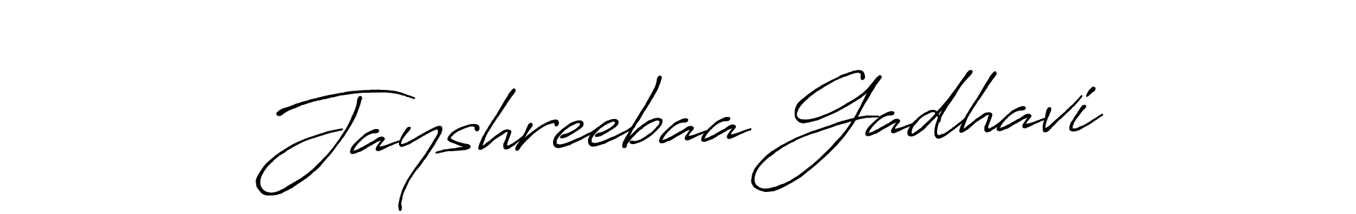 Create a beautiful signature design for name Jayshreebaa Gadhavi. With this signature (Antro_Vectra_Bolder) fonts, you can make a handwritten signature for free. Jayshreebaa Gadhavi signature style 7 images and pictures png