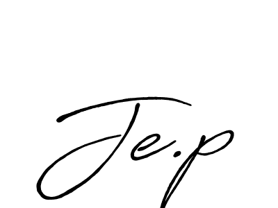 How to make Je.p name signature. Use Antro_Vectra_Bolder style for creating short signs online. This is the latest handwritten sign. Je.p signature style 7 images and pictures png