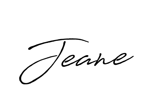 How to make Jeane name signature. Use Antro_Vectra_Bolder style for creating short signs online. This is the latest handwritten sign. Jeane signature style 7 images and pictures png