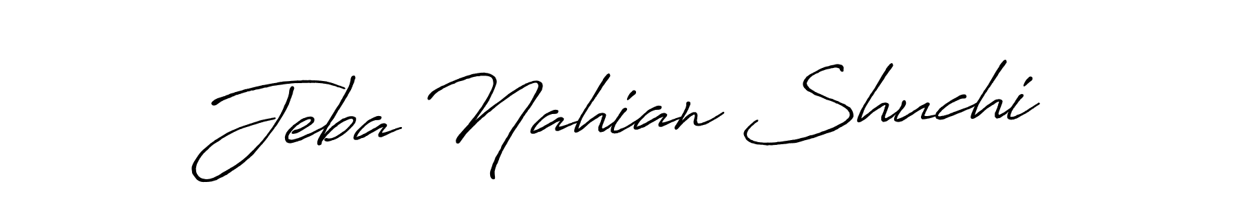 Use a signature maker to create a handwritten signature online. With this signature software, you can design (Antro_Vectra_Bolder) your own signature for name Jeba Nahian Shuchi. Jeba Nahian Shuchi signature style 7 images and pictures png