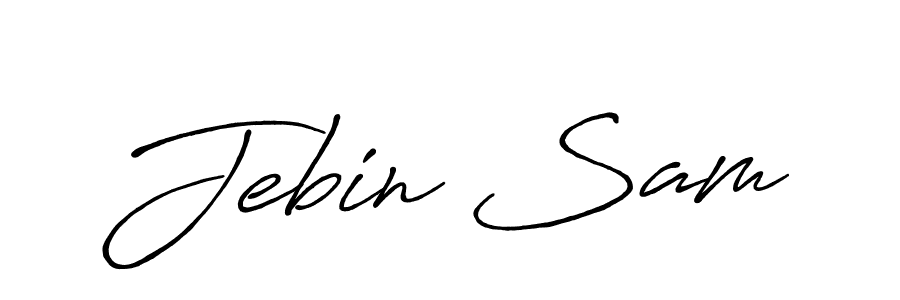 Jebin Sam stylish signature style. Best Handwritten Sign (Antro_Vectra_Bolder) for my name. Handwritten Signature Collection Ideas for my name Jebin Sam. Jebin Sam signature style 7 images and pictures png