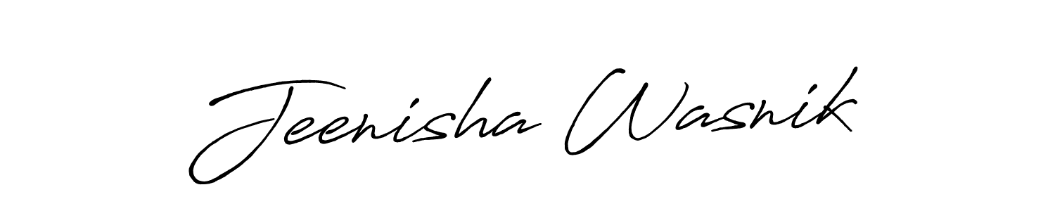 How to make Jeenisha Wasnik name signature. Use Antro_Vectra_Bolder style for creating short signs online. This is the latest handwritten sign. Jeenisha Wasnik signature style 7 images and pictures png