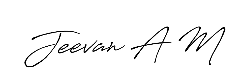 Create a beautiful signature design for name Jeevan A M. With this signature (Antro_Vectra_Bolder) fonts, you can make a handwritten signature for free. Jeevan A M signature style 7 images and pictures png