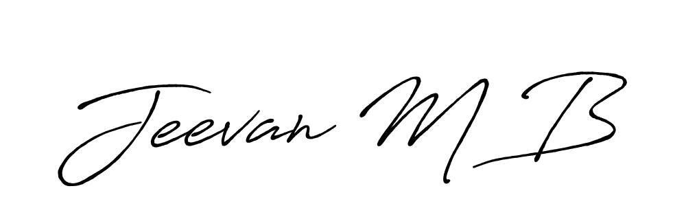 How to make Jeevan M B name signature. Use Antro_Vectra_Bolder style for creating short signs online. This is the latest handwritten sign. Jeevan M B signature style 7 images and pictures png
