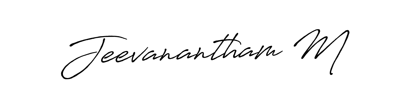 How to make Jeevanantham M name signature. Use Antro_Vectra_Bolder style for creating short signs online. This is the latest handwritten sign. Jeevanantham M signature style 7 images and pictures png