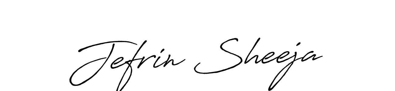 Create a beautiful signature design for name Jefrin Sheeja. With this signature (Antro_Vectra_Bolder) fonts, you can make a handwritten signature for free. Jefrin Sheeja signature style 7 images and pictures png