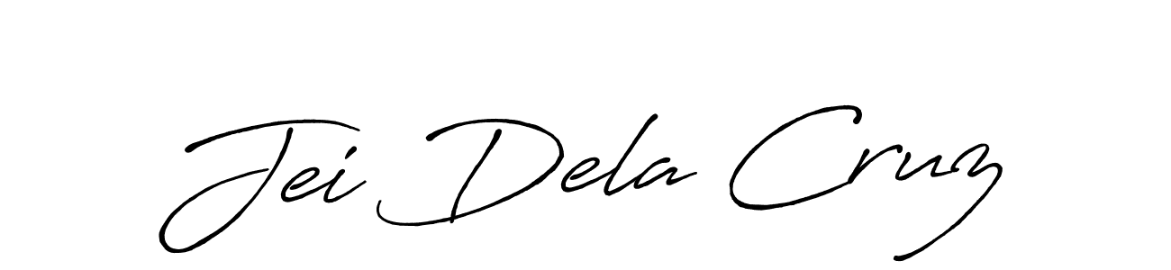 Create a beautiful signature design for name Jei Dela Cruz. With this signature (Antro_Vectra_Bolder) fonts, you can make a handwritten signature for free. Jei Dela Cruz signature style 7 images and pictures png