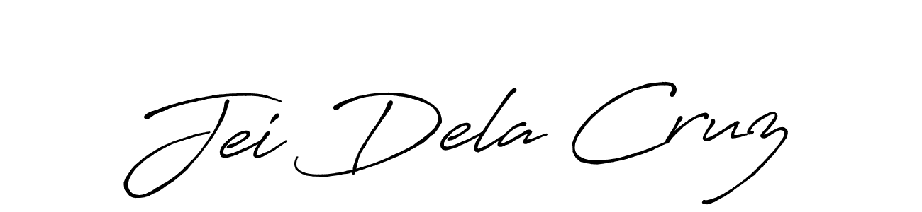 Create a beautiful signature design for name Jei Dela Cruz. With this signature (Antro_Vectra_Bolder) fonts, you can make a handwritten signature for free. Jei Dela Cruz signature style 7 images and pictures png