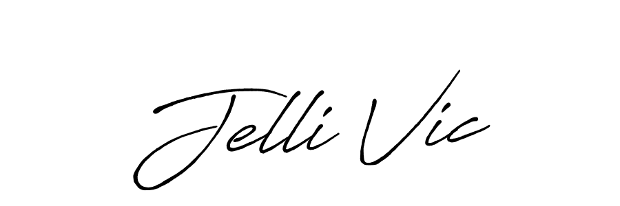 Design your own signature with our free online signature maker. With this signature software, you can create a handwritten (Antro_Vectra_Bolder) signature for name Jelli Vic. Jelli Vic signature style 7 images and pictures png