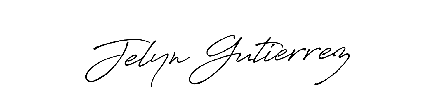 Jelyn Gutierrez stylish signature style. Best Handwritten Sign (Antro_Vectra_Bolder) for my name. Handwritten Signature Collection Ideas for my name Jelyn Gutierrez. Jelyn Gutierrez signature style 7 images and pictures png