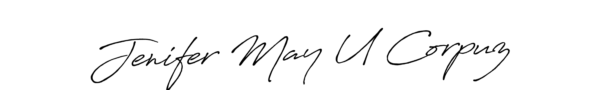 Jenifer May U Corpuz stylish signature style. Best Handwritten Sign (Antro_Vectra_Bolder) for my name. Handwritten Signature Collection Ideas for my name Jenifer May U Corpuz. Jenifer May U Corpuz signature style 7 images and pictures png