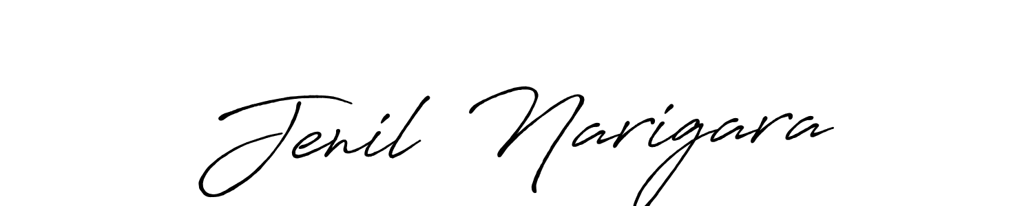 Make a beautiful signature design for name Jenil  Narigara. With this signature (Antro_Vectra_Bolder) style, you can create a handwritten signature for free. Jenil  Narigara signature style 7 images and pictures png