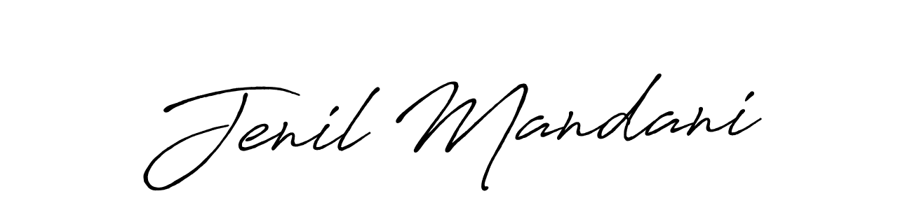 Make a beautiful signature design for name Jenil Mandani. With this signature (Antro_Vectra_Bolder) style, you can create a handwritten signature for free. Jenil Mandani signature style 7 images and pictures png