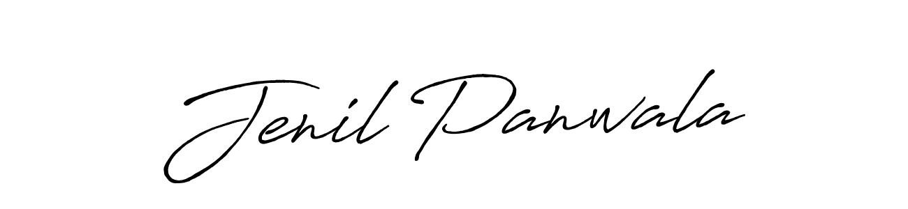 Make a beautiful signature design for name Jenil Panwala. With this signature (Antro_Vectra_Bolder) style, you can create a handwritten signature for free. Jenil Panwala signature style 7 images and pictures png