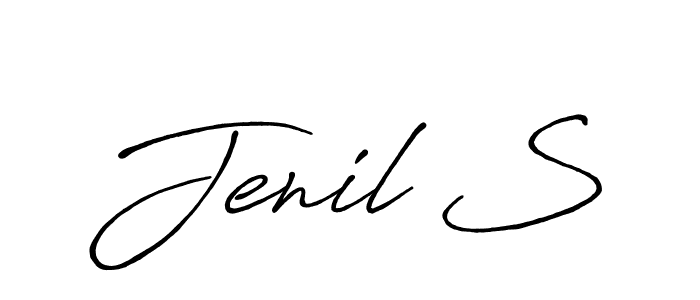 Make a beautiful signature design for name Jenil S. With this signature (Antro_Vectra_Bolder) style, you can create a handwritten signature for free. Jenil S signature style 7 images and pictures png