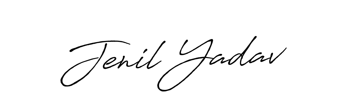Design your own signature with our free online signature maker. With this signature software, you can create a handwritten (Antro_Vectra_Bolder) signature for name Jenil Yadav. Jenil Yadav signature style 7 images and pictures png