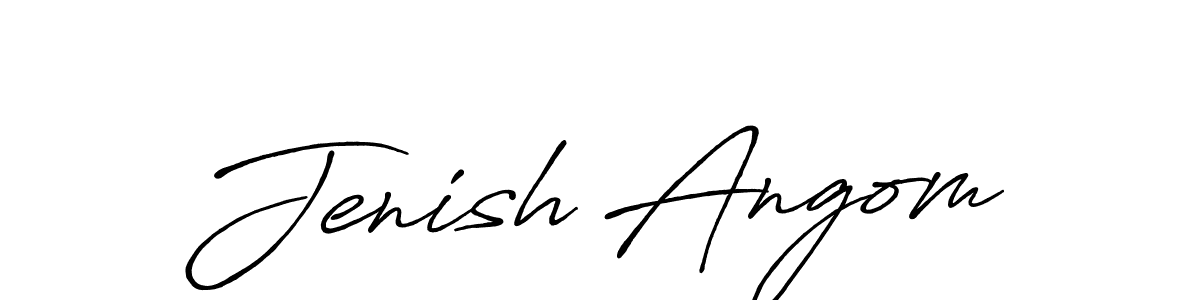 How to make Jenish Angom name signature. Use Antro_Vectra_Bolder style for creating short signs online. This is the latest handwritten sign. Jenish Angom signature style 7 images and pictures png