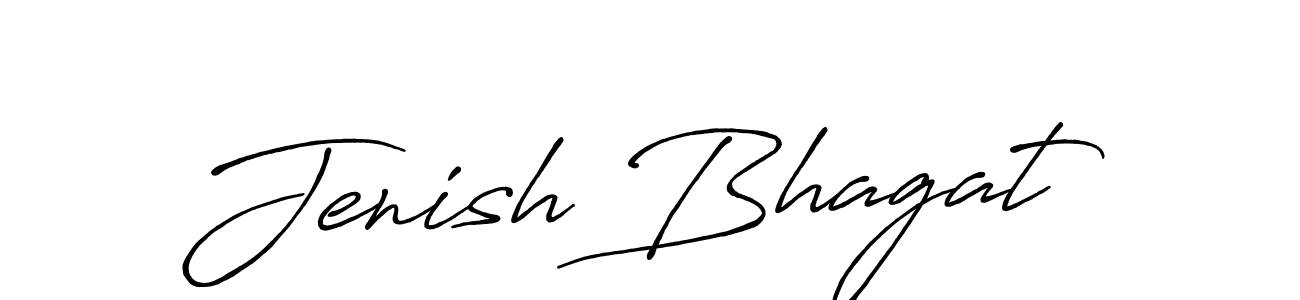 How to make Jenish Bhagat name signature. Use Antro_Vectra_Bolder style for creating short signs online. This is the latest handwritten sign. Jenish Bhagat signature style 7 images and pictures png