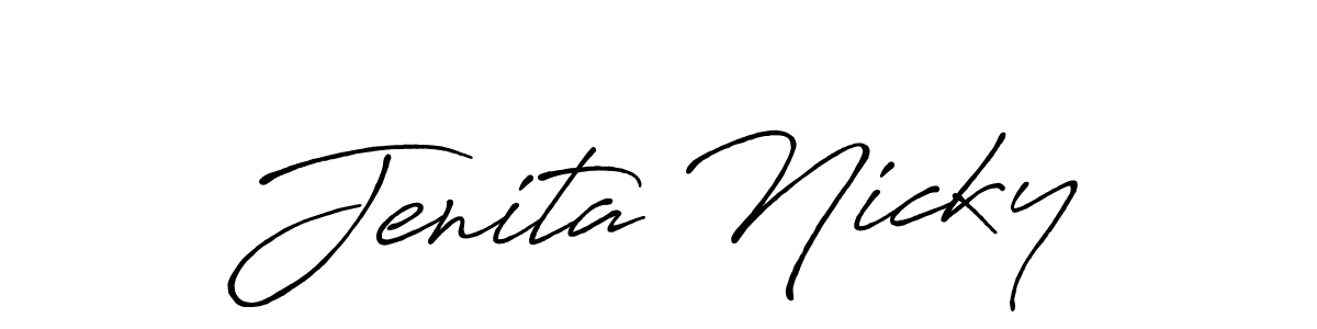 Create a beautiful signature design for name Jenita Nicky. With this signature (Antro_Vectra_Bolder) fonts, you can make a handwritten signature for free. Jenita Nicky signature style 7 images and pictures png