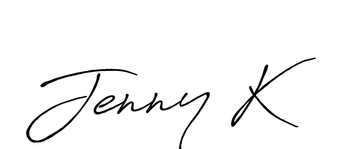 Make a beautiful signature design for name Jenny K. With this signature (Antro_Vectra_Bolder) style, you can create a handwritten signature for free. Jenny K signature style 7 images and pictures png