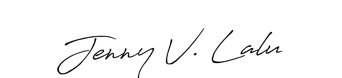 Also You can easily find your signature by using the search form. We will create Jenny V. Lalu name handwritten signature images for you free of cost using Antro_Vectra_Bolder sign style. Jenny V. Lalu signature style 7 images and pictures png