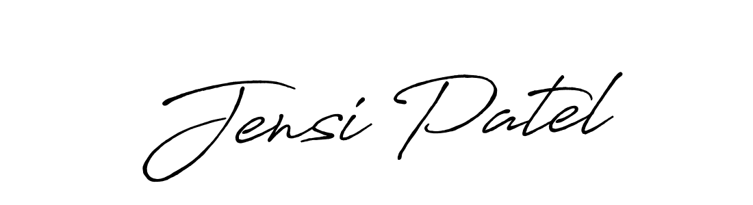 Make a beautiful signature design for name Jensi Patel. With this signature (Antro_Vectra_Bolder) style, you can create a handwritten signature for free. Jensi Patel signature style 7 images and pictures png
