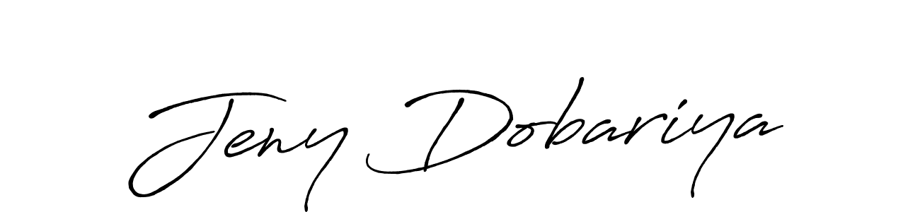 Create a beautiful signature design for name Jeny Dobariya. With this signature (Antro_Vectra_Bolder) fonts, you can make a handwritten signature for free. Jeny Dobariya signature style 7 images and pictures png