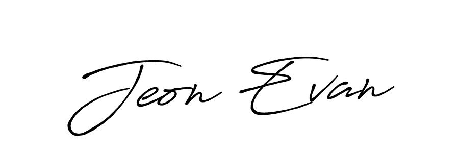 Also we have Jeon Evan name is the best signature style. Create professional handwritten signature collection using Antro_Vectra_Bolder autograph style. Jeon Evan signature style 7 images and pictures png