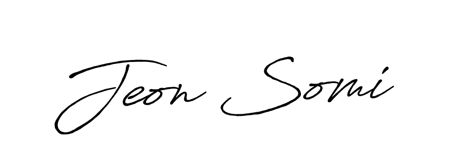 Make a beautiful signature design for name Jeon Somi. With this signature (Antro_Vectra_Bolder) style, you can create a handwritten signature for free. Jeon Somi signature style 7 images and pictures png