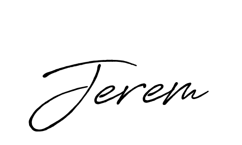 Use a signature maker to create a handwritten signature online. With this signature software, you can design (Antro_Vectra_Bolder) your own signature for name Jerem. Jerem signature style 7 images and pictures png