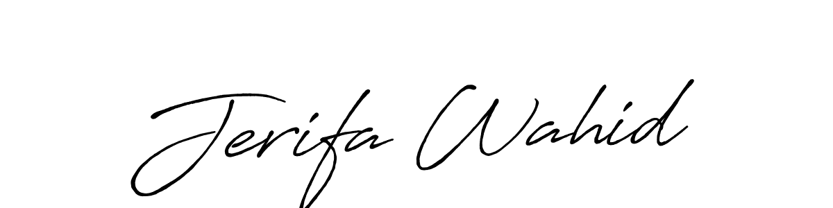 How to make Jerifa Wahid name signature. Use Antro_Vectra_Bolder style for creating short signs online. This is the latest handwritten sign. Jerifa Wahid signature style 7 images and pictures png