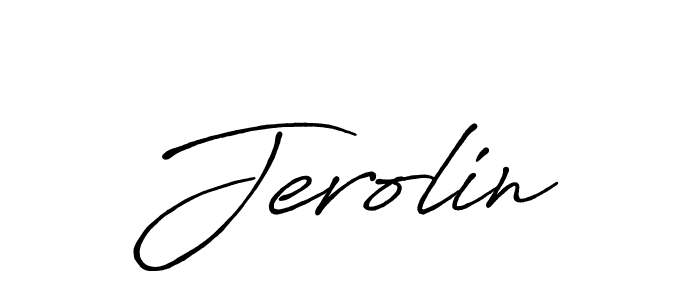 How to make Jerolin name signature. Use Antro_Vectra_Bolder style for creating short signs online. This is the latest handwritten sign. Jerolin signature style 7 images and pictures png